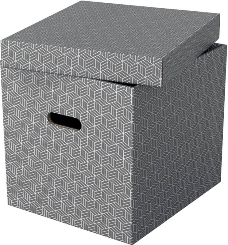 Esselte Home Aufbewahrungsbox 628289 Cube Large 100 % recycelter Karton Grau 320 x 365 x 315 mm 3 Stücl