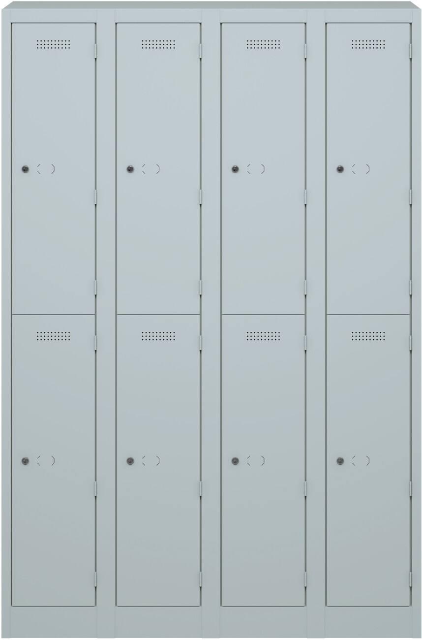 Bisley Primary Stahl Schließfach 2 Türen 4 abteile 1.200 x 500 x 1.800 mm Hellgrau