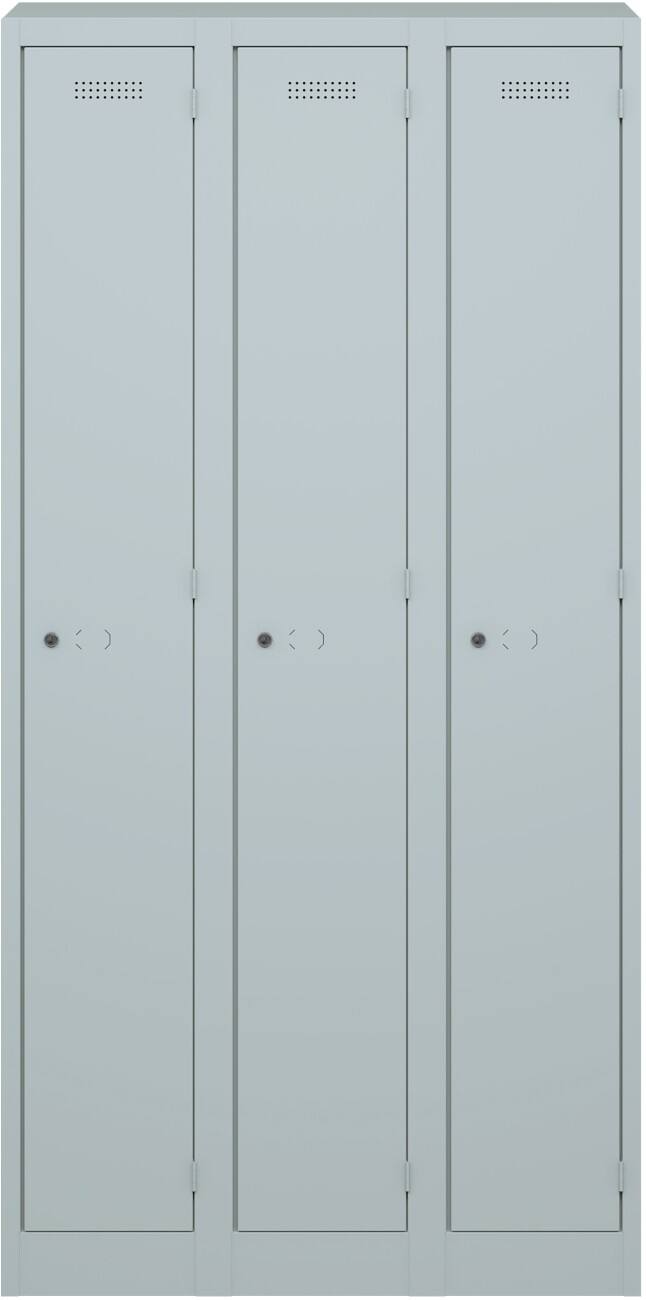 Bisley Primary Stahl Schließfach 1 Tür 3 abteile 300 x 500 x 1.800 mm Hellgrau