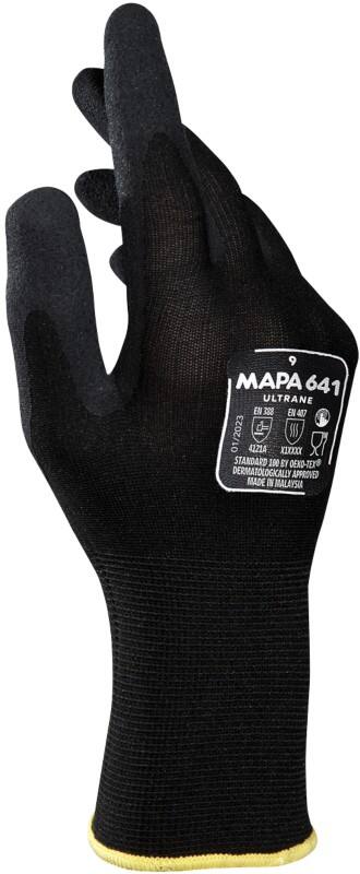 Mapa Professional Ultrane 641 Nicht Einweg Arbeitshandschuhe Nitril Ungepudert Large (L) Schwarz 2 Handschuhe