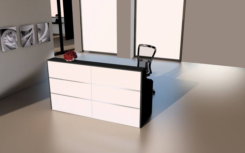 Kerkmann Empfangstisch Anthrazit, Weiß 2000 x 800 x 1100 mm