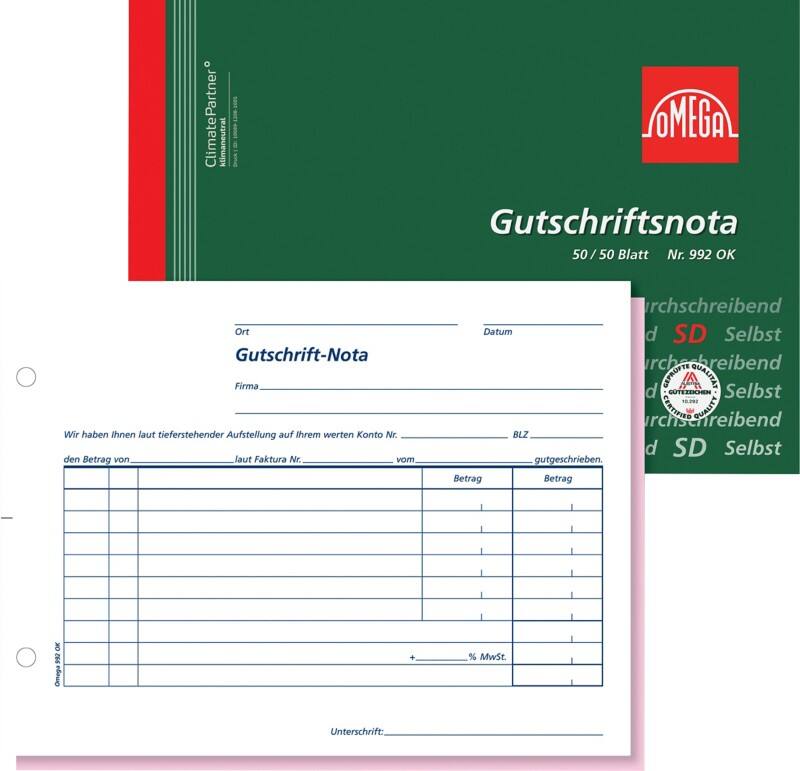 OMEGA Gutschriftsbuch DIN A5 Perforiert 5 Stück à 2x50 Blatt