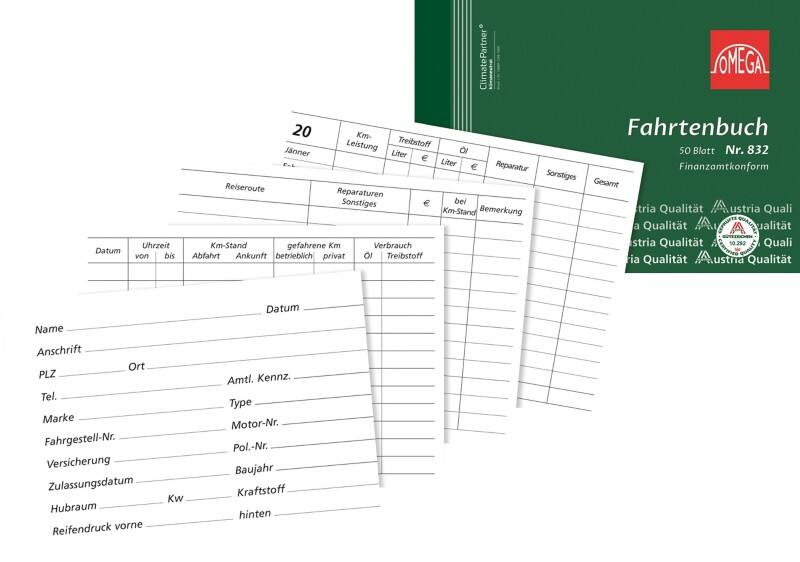 OMEGA Fahrtenbuch DIN A6 Nicht perforiert 10 Stück à 3x50 Blatt