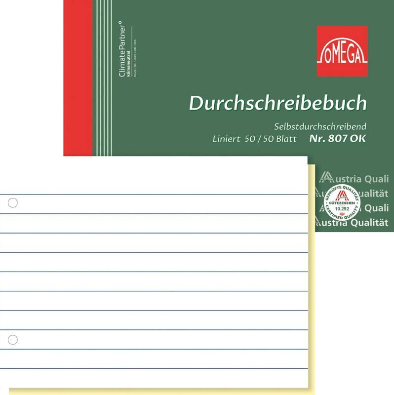 OMEGA Durchschreibebuch DIN A6 Perforiert 10 Stück à 2x50 Blatt