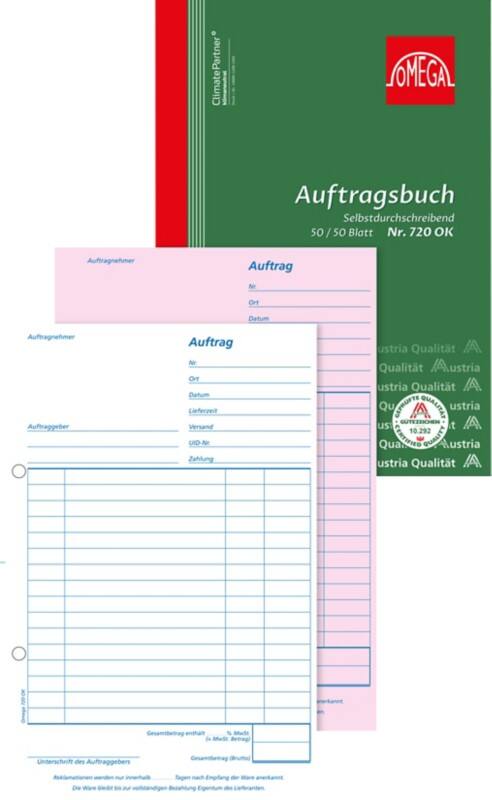 OMEGA Auftragsbuch DIN A5 Perforiert 5 Stück à 2x50 Blatt