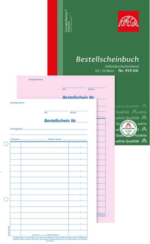 OMEGA Bestellungsformulare DIN A5 Perforiert 5 Stück à 2x50 Blatt