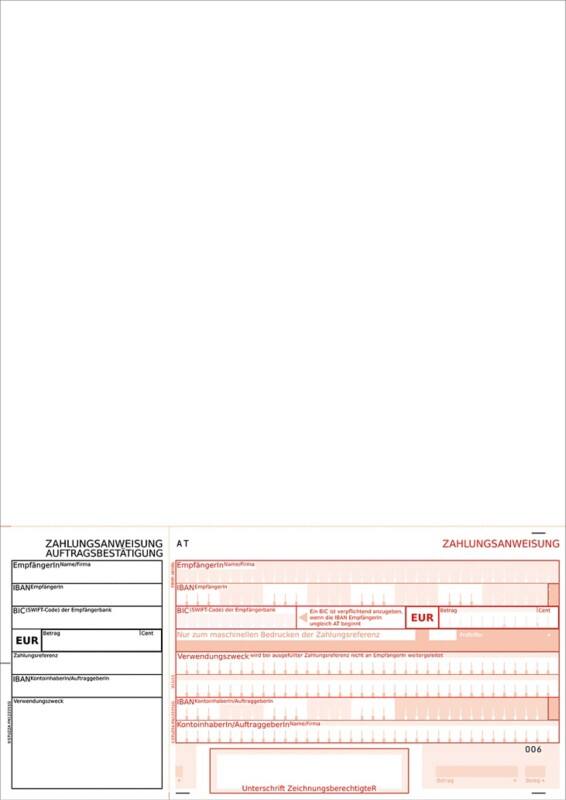 OMEGA SEPA-Zahlunganweisung DIN A4 Perforiert 1 Stück à 1000 Blatt