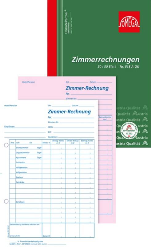 OMEGA Liniert Zimmerrechnungsbuch DIN A5 5 Stück à 2x50 Blatt