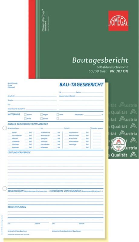 OMEGA Bautagebuch DIN A4 Liniert 21 x 0,9 x 29,7 cm Weiß 5 Stück à 100 Blatt