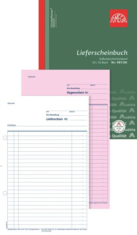 OMEGA Lieferscheinbuch 21 x 0,9 x 29,7 cm Weiß 5 Stück