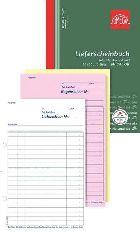 OMEGA Lieferscheinbuch 14,8 x 1,2 x 21 cm Weiß 5 Stück