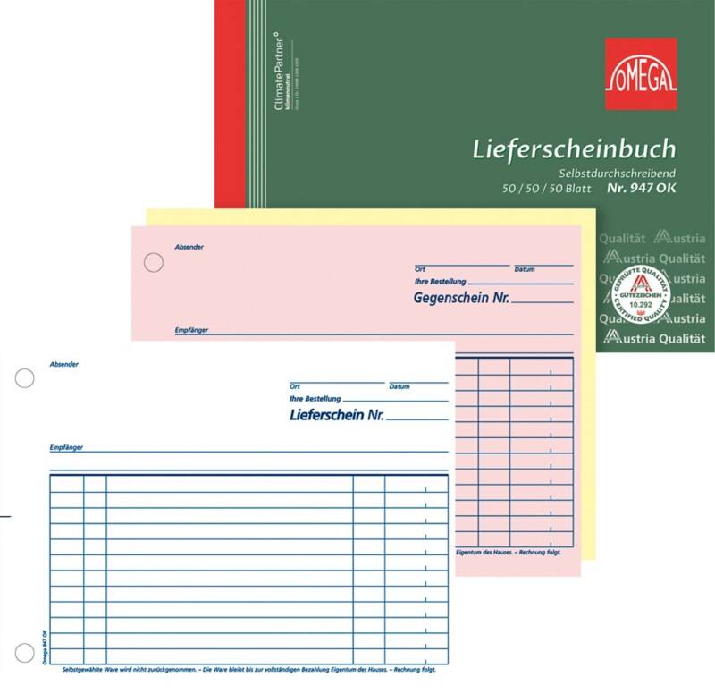 OMEGA Lieferscheinbuch 21 x 1,2 x 14,8 cm Weiß 5 Stück