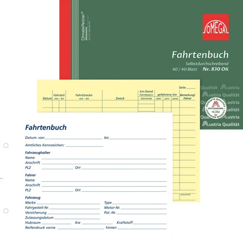 OMEGA Fahrtenbuch DIN A5 Liniert 21 x 0,9 x 14,8 cm Weiß 5 Stück à 80 Blatt
