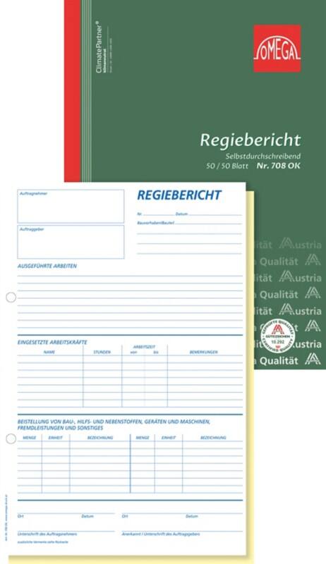OMEGA Regiebericht DIN A4 Liniert 21 x 0,9 x 29,7 cm Weiß 5 Stück à 100 Blatt