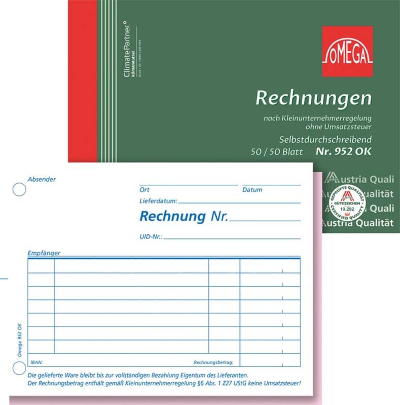 OMEGA Rechnungsbuch Weiß Liniert Perforiert DIN A6 14,8 x 0,9 x 10,5 cm 10 Stück à 2x50 Blatt