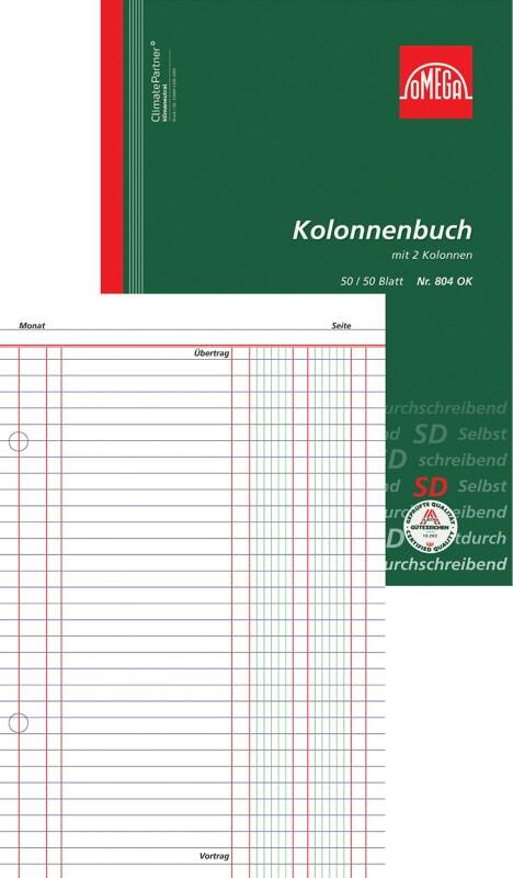 OMEGA Buchungsbeleg Weiß Liniert Perforiert DIN A4 21 x 0,9 x 29,7 cm 5 Stück à 2x50 Blatt