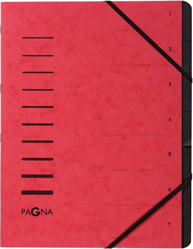 PAGNA Fächermappe A4 Unbeschriftet Pappkarton 7 Fächer Rot 24,5 (B) x 0,4 (T) x 32 (H) cm