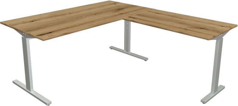 Kerkmann Form 2 Eckschreibtisch L-förmig Eiche T-Fuß 1.600 (B) x 1.800 (T) x 820 (H) mm