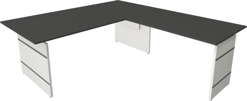 Kerkmann Form 4 Eckschreibtisch L-förmig Anthrazit Wange 2.000 (B) x 2.200 (T) x 760 (H) mm