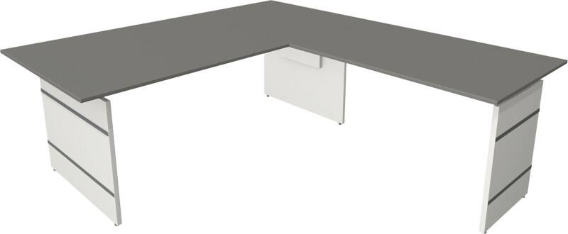 Kerkmann Form 4 Eckschreibtisch L-förmig Graphit Wange 2.000 (B) x 2.200 (T) x 760 (H) mm