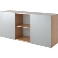 Hammerbacher Schiebetürenschrank Spanplatte 1 Fachboden 1.600 x 420 x 748 mm Walnuss Braun, Silber