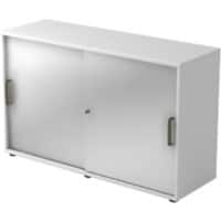 Hammerbacher Schiebetürenschrank Spanplatte 1 Fachboden abschließbar 1.200 x 400 x 748 mm Silber, Weiß