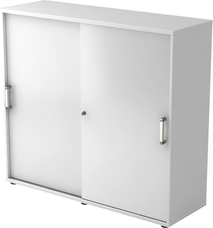 Hammerbacher Schiebetürenschrank Spanplatte 2 Fachböden abschließbar 1.200 x 400 x 1.100 mm Weiß