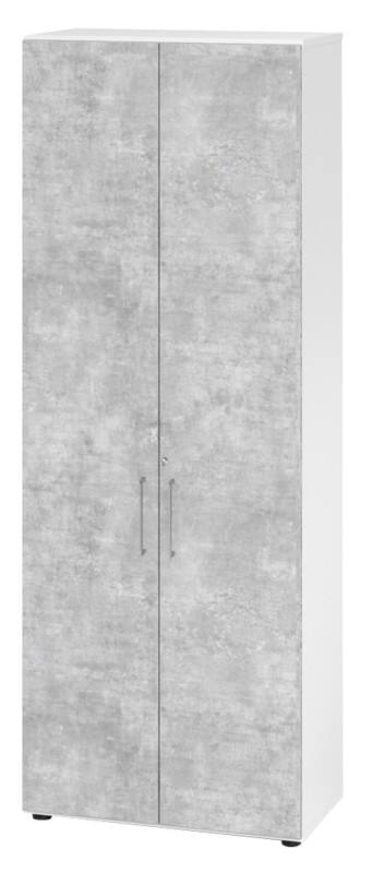 Hammerbacher Schrank Spanplatte 5 Fachböden abschließbar  Beton Weiß