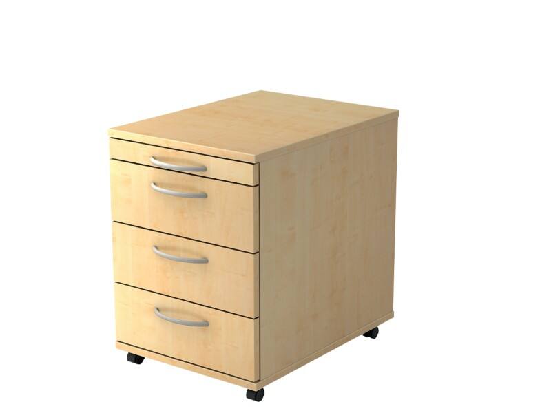 Hammerbacher Kunststoff, MFC (Melaminbeschichtete Spanplatte) Rollcontainer 4 Schübe 428 x 580 x 590 mm Braun