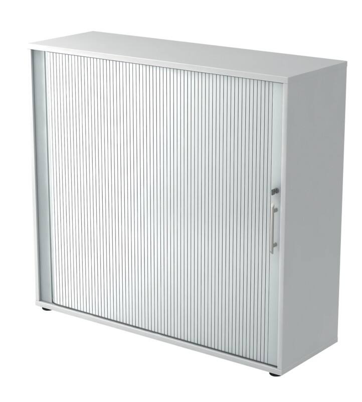 Hammerbacher Rollladenschrank 1733S Weiß, Silber 1.200 x 400 x 1.100 mm