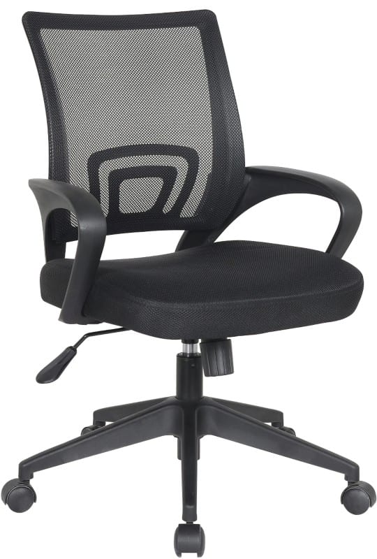 FELUCCA Bürostuhl Wippmechanik Stoff Feste Armlehne Schwarz 100 kg 590 x 590 x 970 mm  