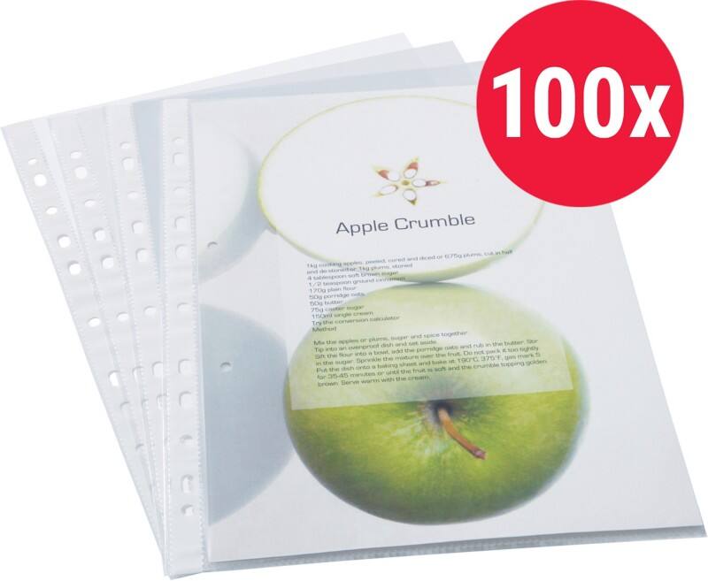 Rapesco Klarsichthüllen Glasklar Transparent 60 Mikron PP (Polypropylen) 11 Löcher 100 Stück