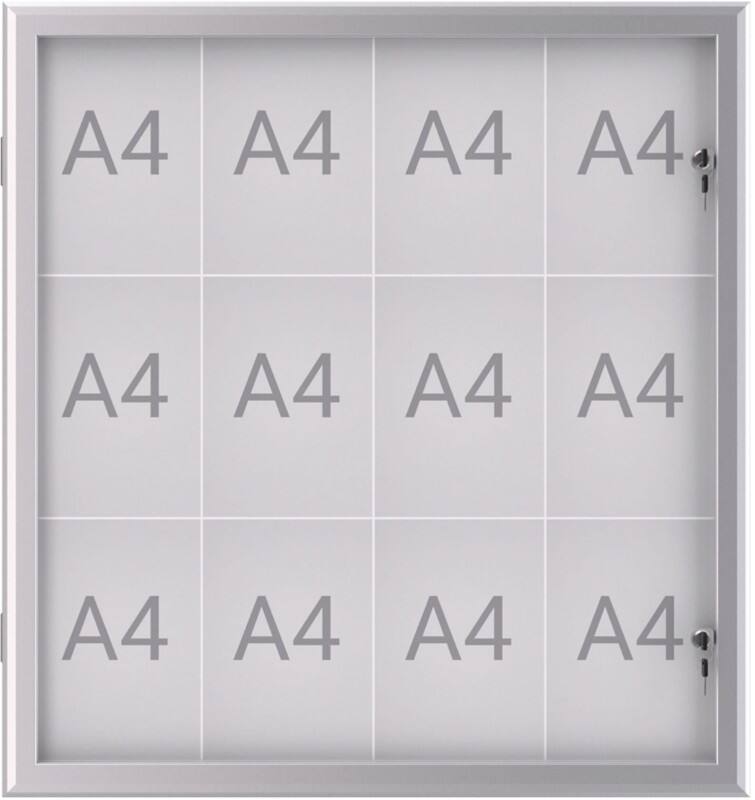 Maul MAULexcite Abschließbarer Schaukasten Magnetisch 12 x A4 Zum Hängen Abschließbar Außen 95,6 (B) x 2,8 (H) cm Silber