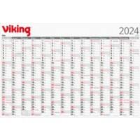 Viking Wandplaner 2024 660 x 980 mm Papier Schwarz, Rot Deutsch