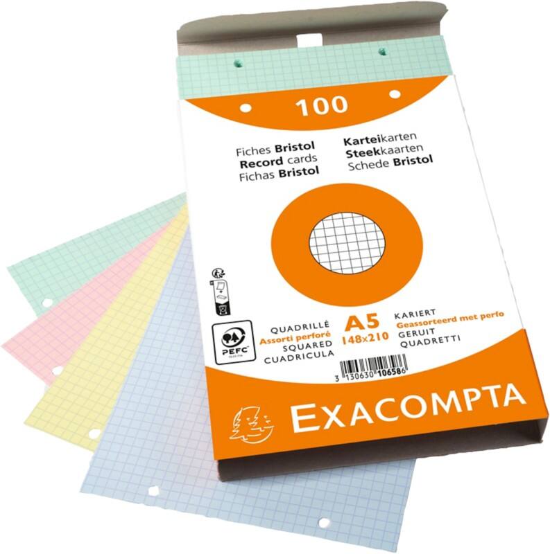 Exacompta Karteikarten 10658E A5 Farbig Sortiert 15 x 21,2 x 2,5 cm 10 Stück