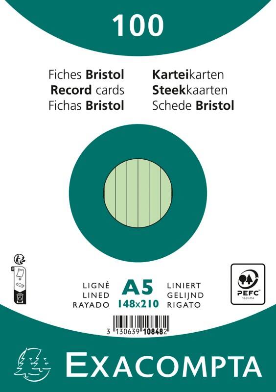 Exacompta Karteikarten 10848SE A5 Grün 15 x 21,2 x 2,5 cm 10 Stück