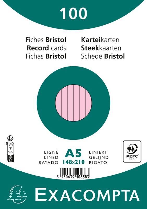 Exacompta Karteikarten 10838SE A5 Rosa 15 x 21,2 x 2,5 cm 10 Stück