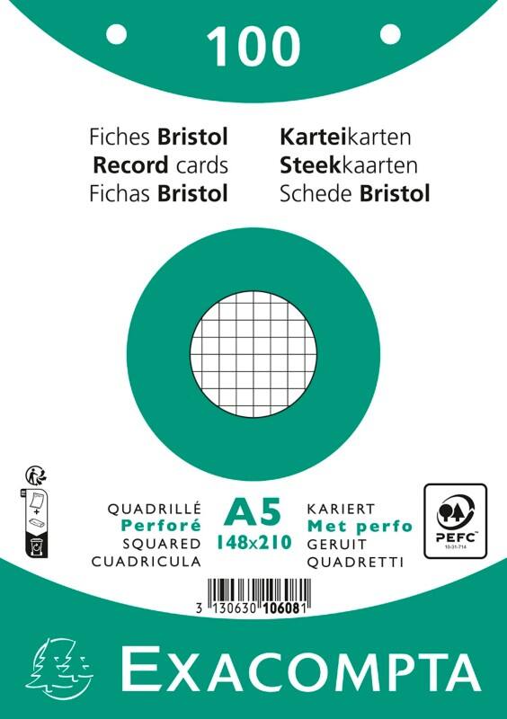 Exacompta Karteikarten 10608E A5 Weiß 15 x 21,2 x 2,5 cm 10 Stück