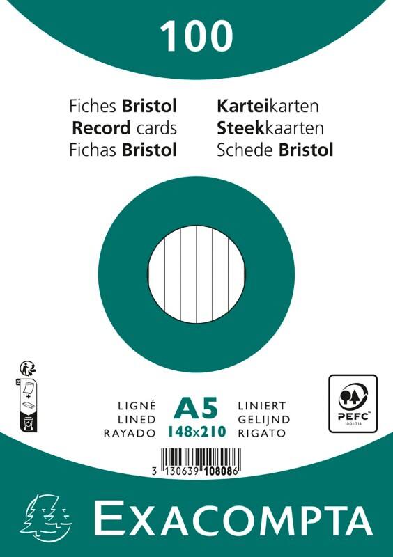 Exacompta Karteikarten 10808SE A5 Weiß 15 x 21,2 x 2,5 cm 10 Stück