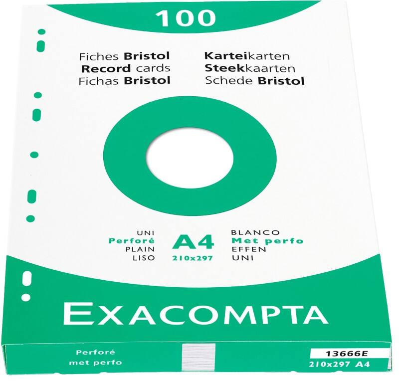 Exacompta Karteikarten 13666E A4 Weiß 21,3 x 30 x 2,5 cm 10 Stück