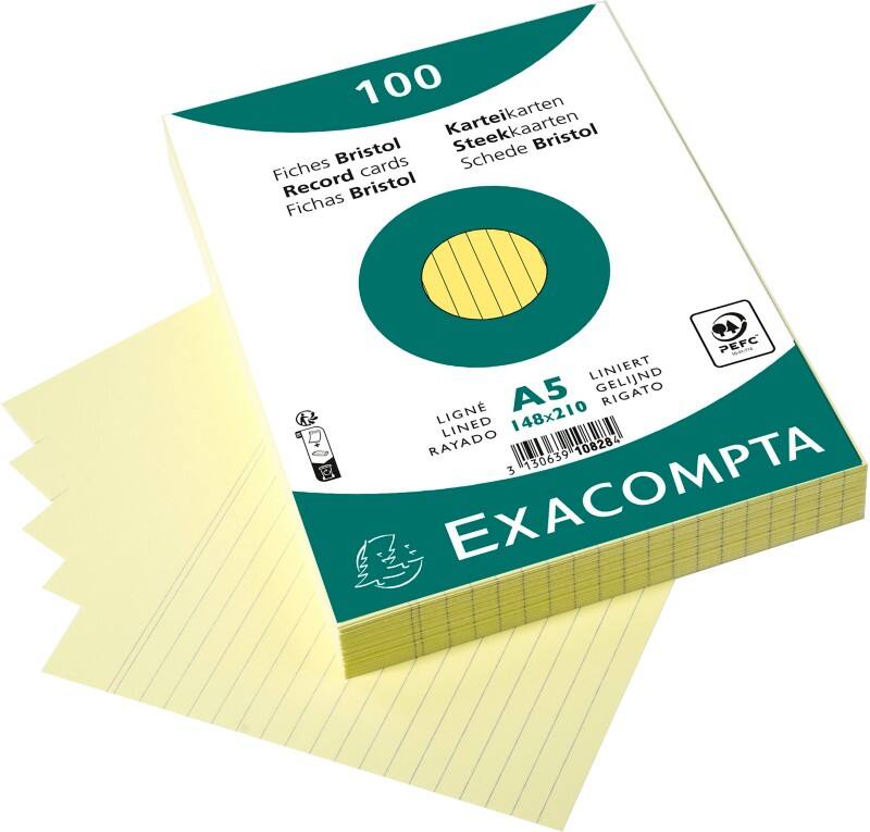 Exacompta Karteikarten 10828SE A5 Gelb 15 x 21,2 x 2,5 cm 10 Stück