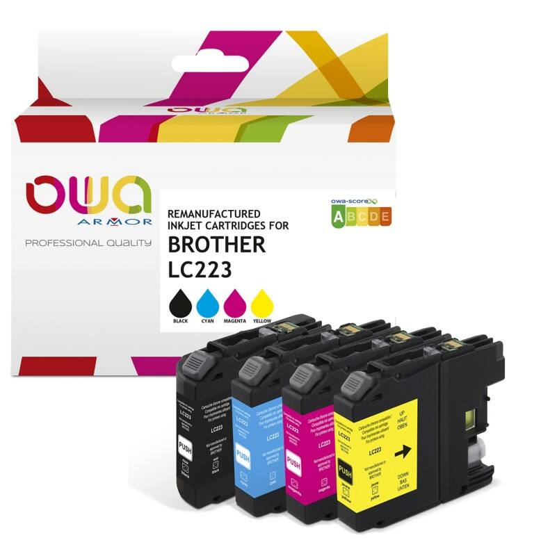 OWA LC223 Kompatibel Brother Tintenpatrone K10388OW Schwarz, Cyan, Magenta, Gelb 4 Stück
