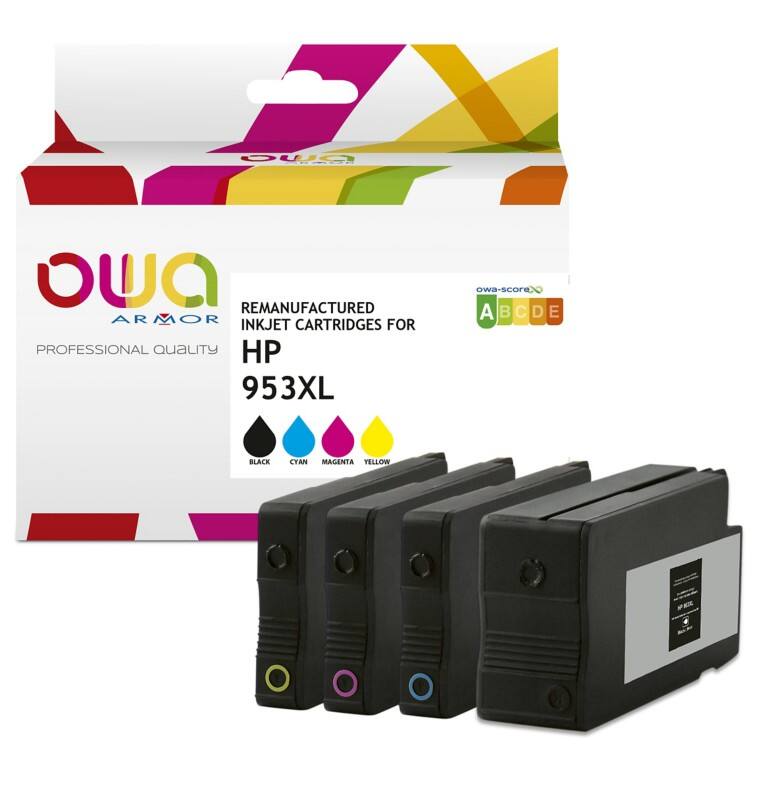 OWA 953XL Kompatibel HP Tintenpatrone K10452OW Schwarz, Cyan, Magenta, Gelb 4 Stück