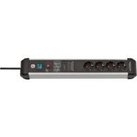brennenstuhl Premium-Protect-Line Steckdosenleiste mit Schalter 1391010400 Überspannungsschutz 4-fach 3 m Schwarz, Silber