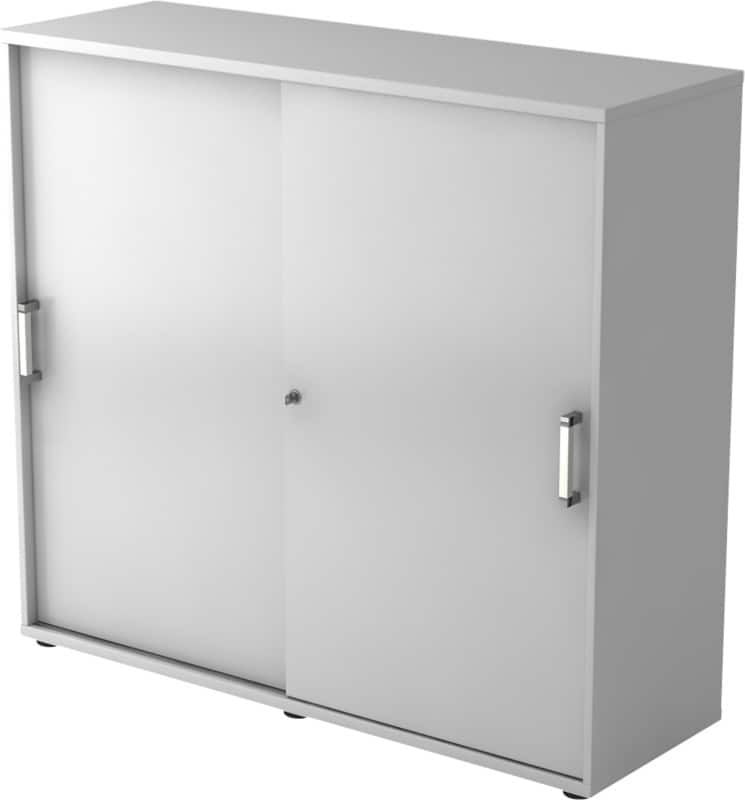 Hammerbacher Schiebetürenschrank Spanplatte 2 Fachböden abschließbar 1.200 x 400 x 1.100 mm Grau