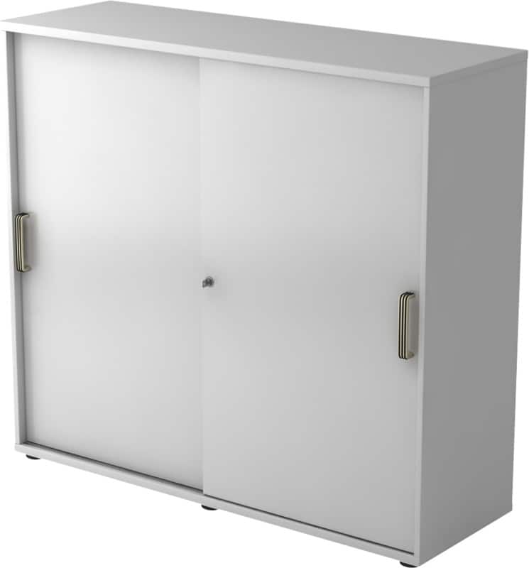 Hammerbacher Schiebetürenschrank Spanplatte 2 Fachböden abschließbar 1.200 x 400 x 1.100 mm Grau