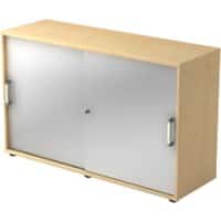 Hammerbacher Schiebetürenschrank Spanplatte 1 Fachboden abschließbar 1.200 x 400 x 748 mm Ahorn Braun, Silber