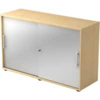 Hammerbacher Schiebetürenschrank Spanplatte 1 Fachboden abschließbar 1.200 x 400 x 748 mm Ahorn Braun, Silber