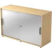 Hammerbacher Schiebetürenschrank Spanplatte 1 Fachboden abschließbar 1.200 x 400 x 748 mm Ahorn Braun, Silber