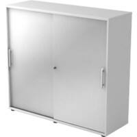 Hammerbacher Schiebetürenschrank Spanplatte 2 Fachböden abschließbar 1.200 x 400 x 1.100 mm Silber, Weiß